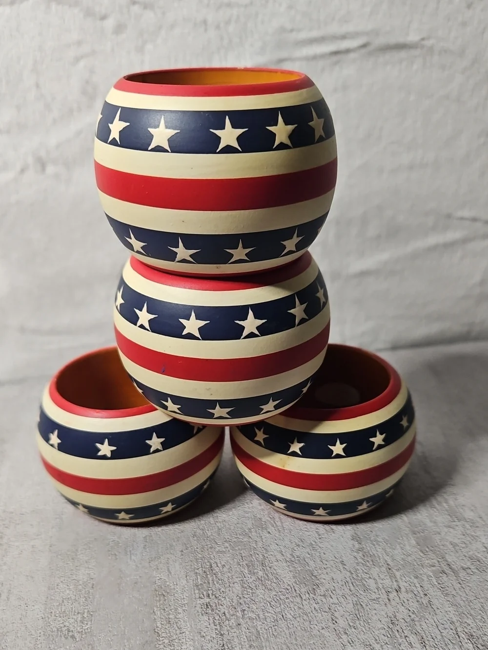Patriotic Stars & Stripes Wooden Napkin Rings